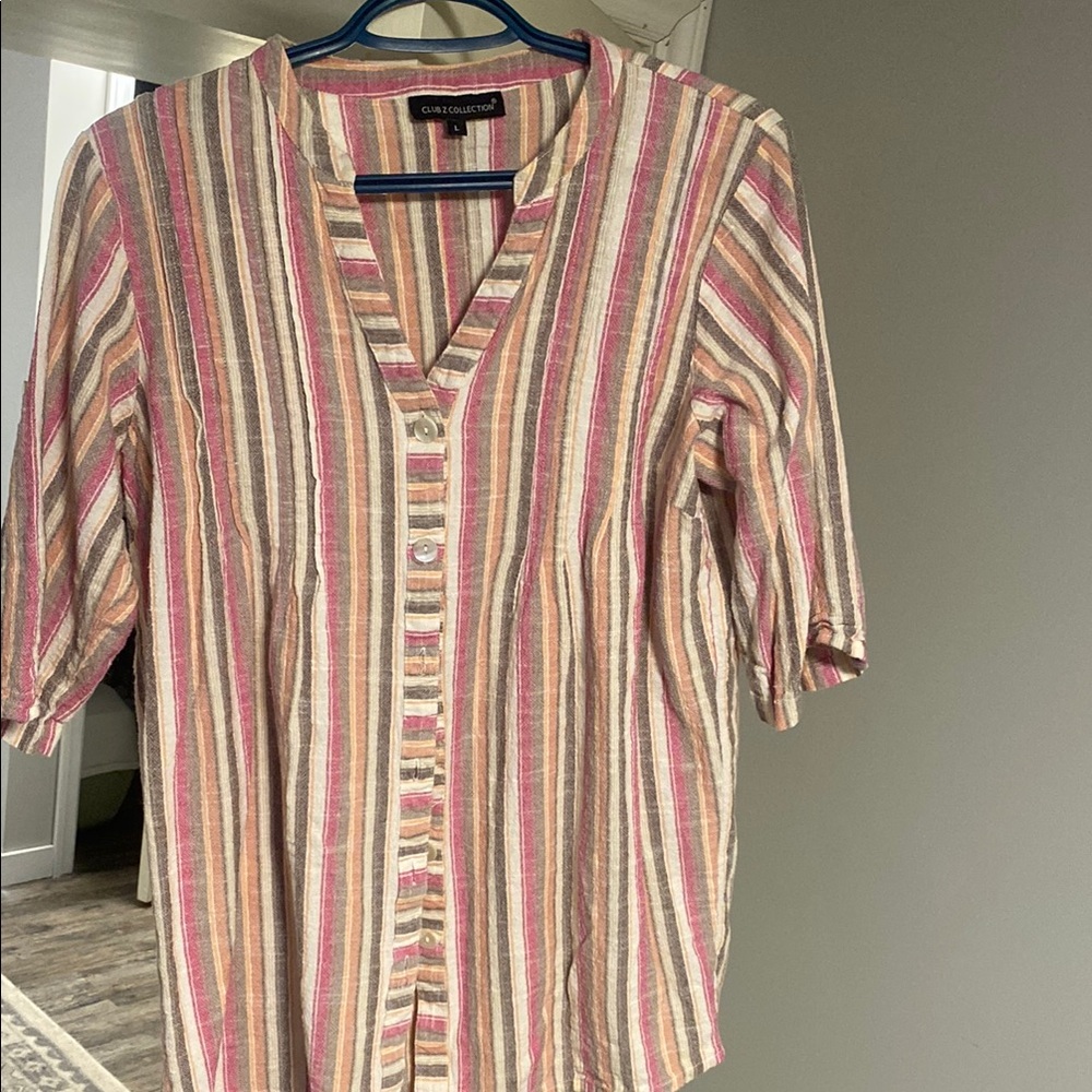 Pink Relaxed Buttoned Blouse